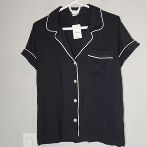 NWT J.‎ Crew Black Jersey Knit Pajama Top Button Front Size Medium